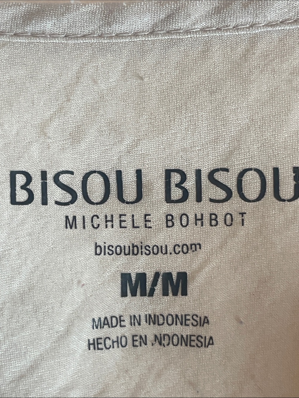Bisou Bisou Michele Bohbot Neutral Sheer Ruffle V-Neck Blouse Puff Sleeve size M - Picture 9 of 11